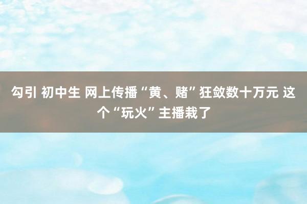 勾引 初中生 网上传播“黄、赌”狂敛数十万元 这个“玩火”主播栽了